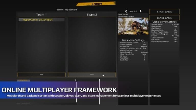 Online Multiplayer Framework visual for Games by Hyper Unreal Engine systems
