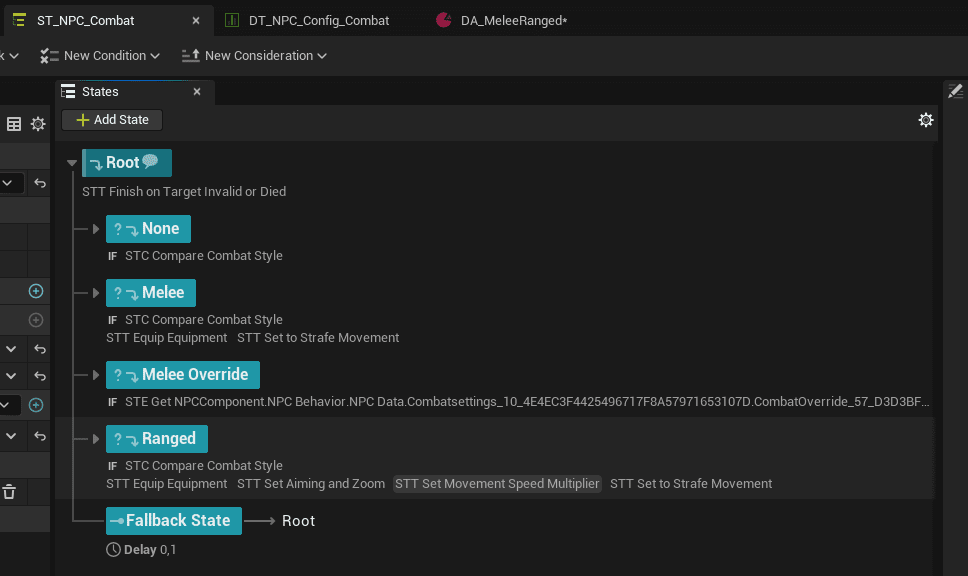 4. Combat State Tree Execution (ST_NPC_Combat) screenshot