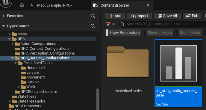 Routine Configuration (Data Tables) screenshot