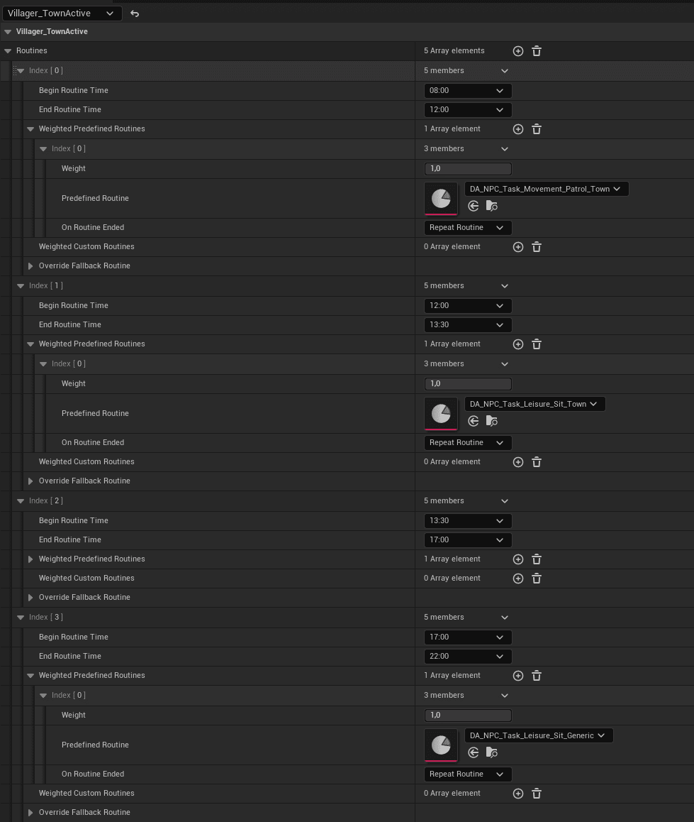 Time Slots and Routine Selection screenshot