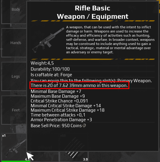 Ammo management screenshot
