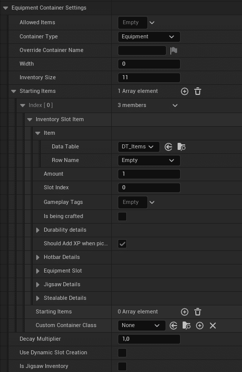 Starting Equipment screenshot