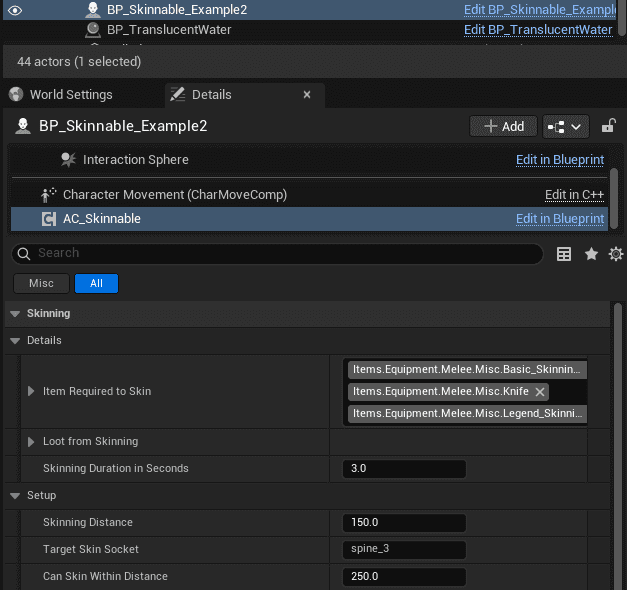 Configuring a skinnable actor screenshot