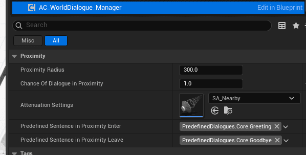 Proximity based dialogue screenshot