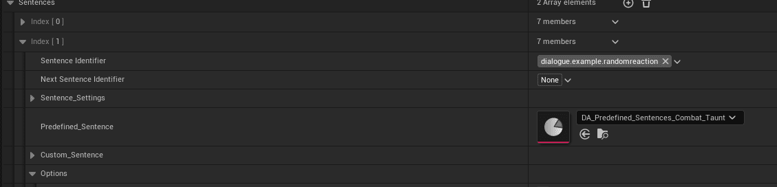 Random sentences in a dialogue screenshot