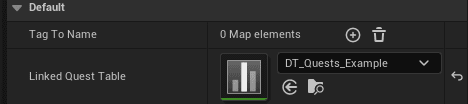 Assigning a Quest Data Table screenshot