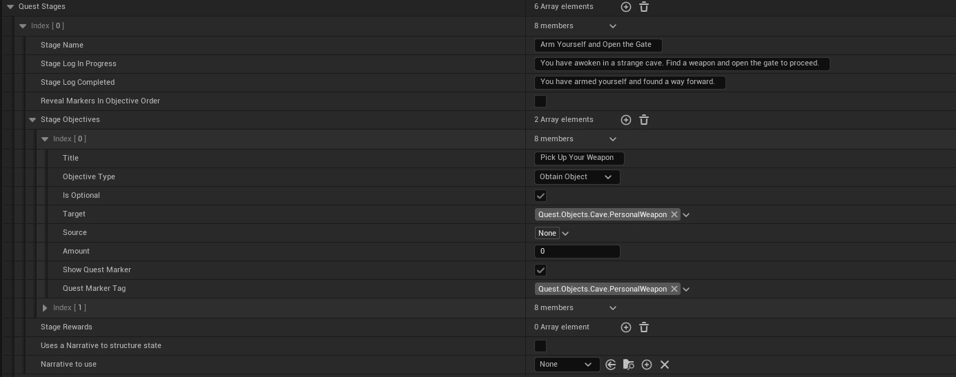 Quest Data Table Overview screenshot