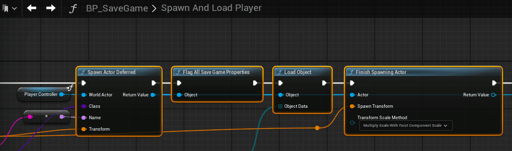Spawn actor from save logic screenshot