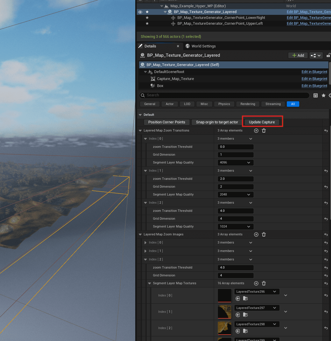 Tiered world map texture generator zoom transition and capture settings