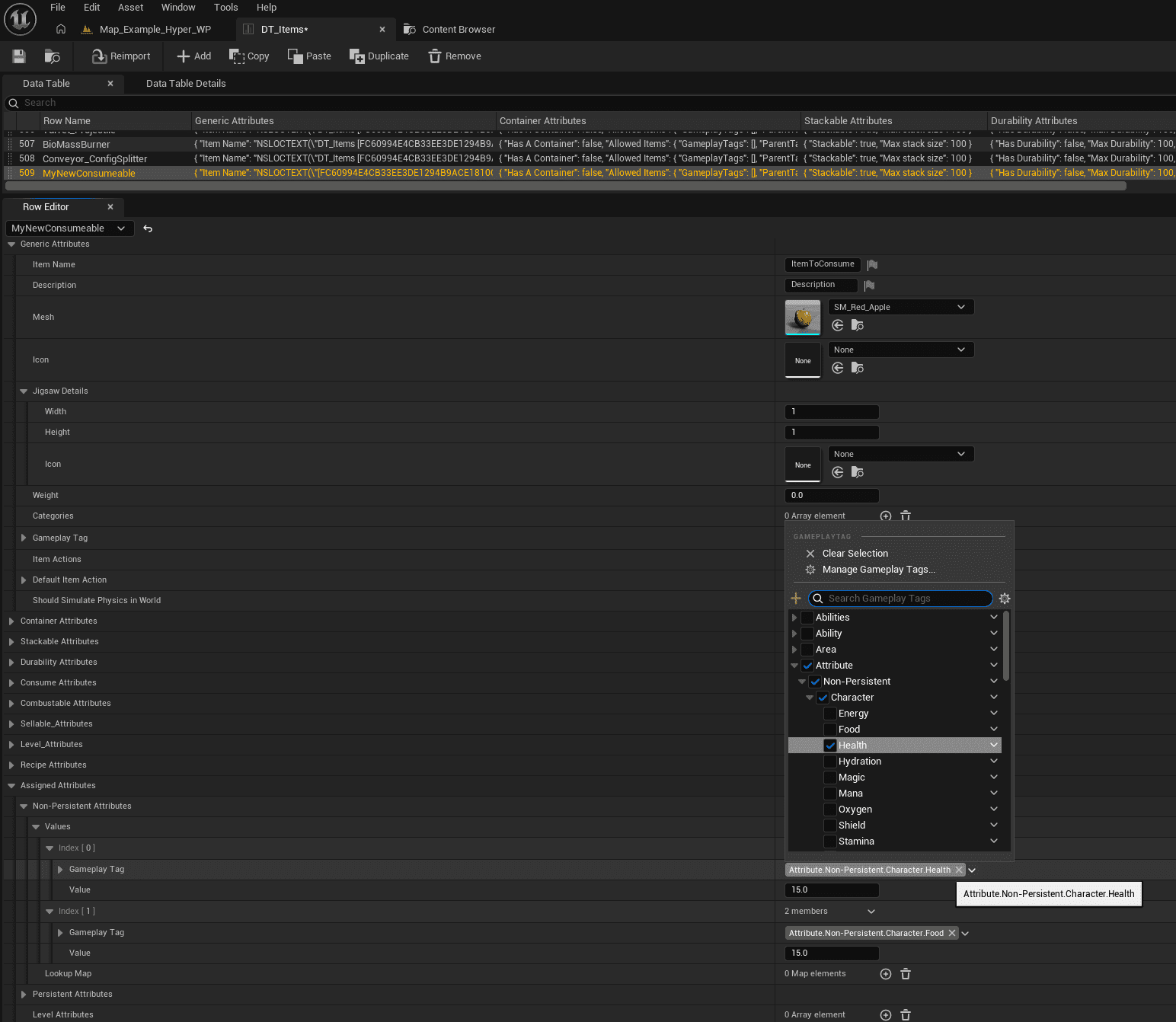 Item data fields in DT_Items
