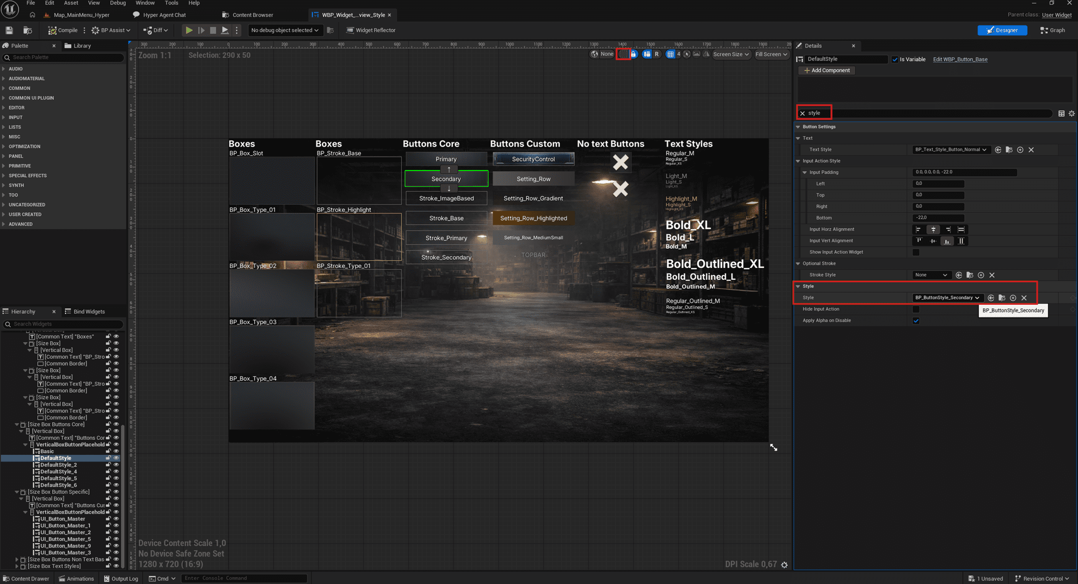 CommonUI style class selected on a widget