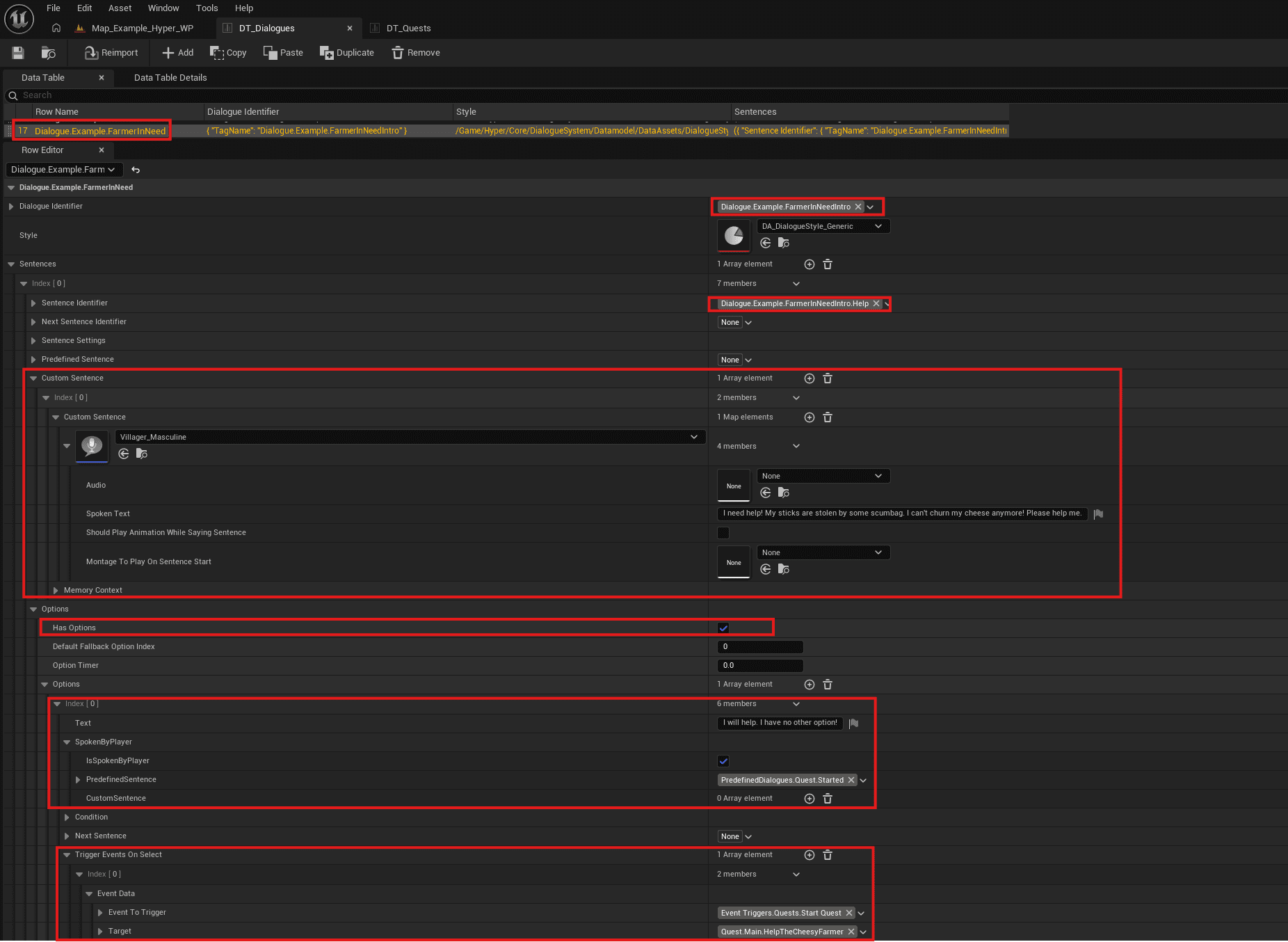 DT_Dialogues starting dialogue option that triggers Start Quest