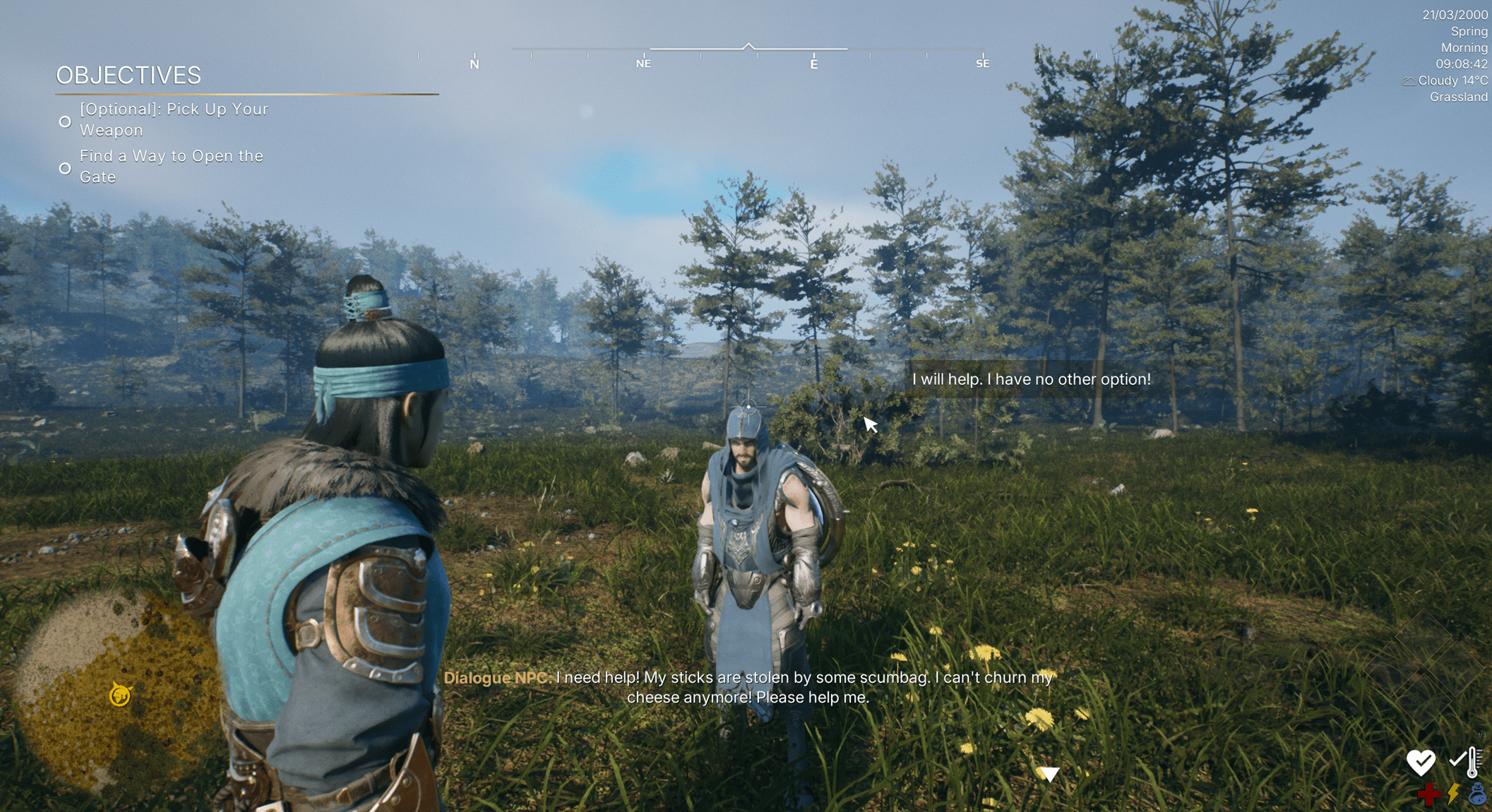 Starting dialogue with one available option and no audio