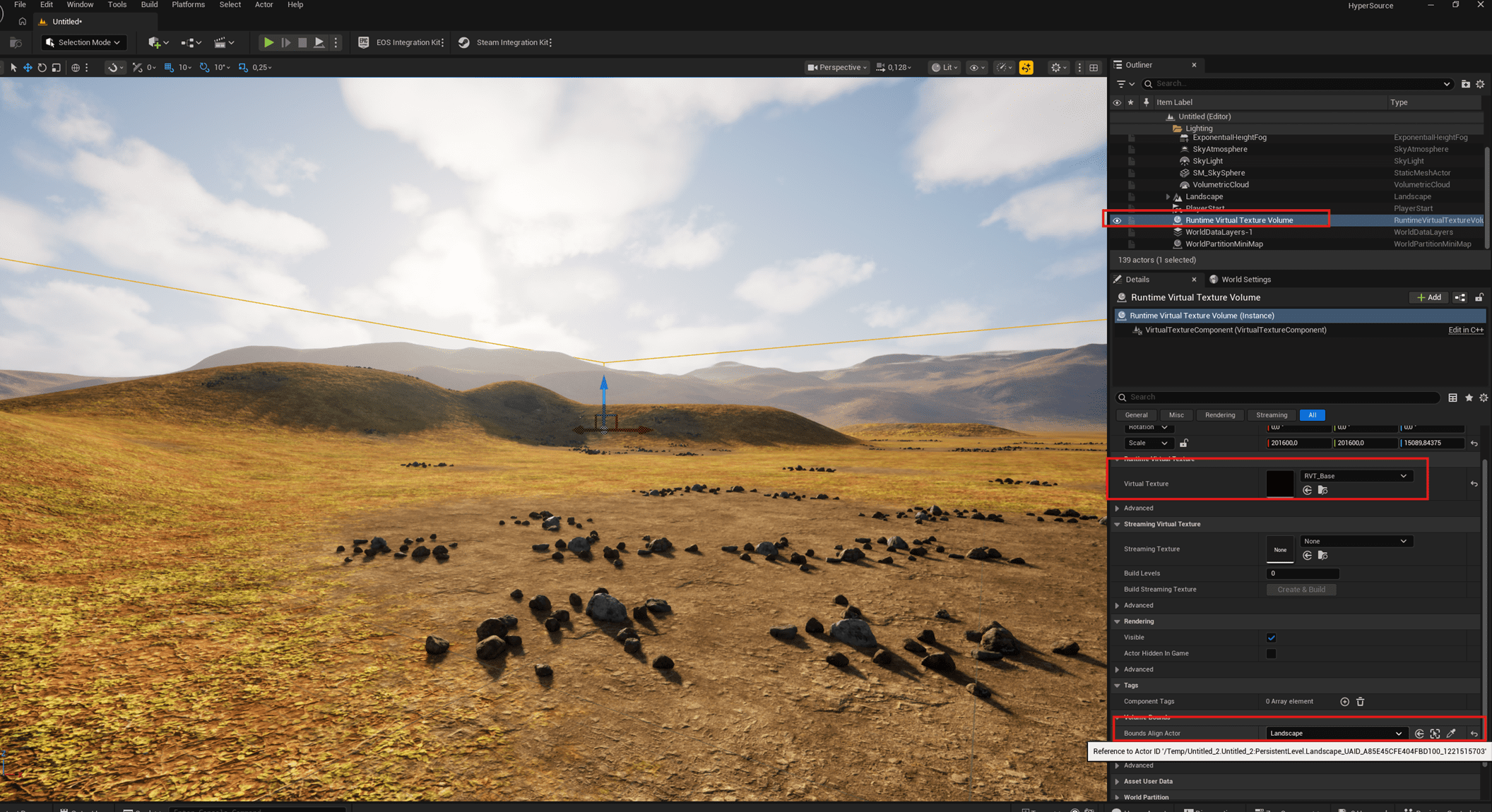 Runtime virtual texture Base volume