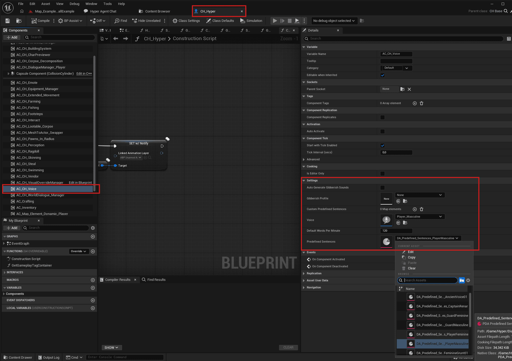 Configure the character voice component