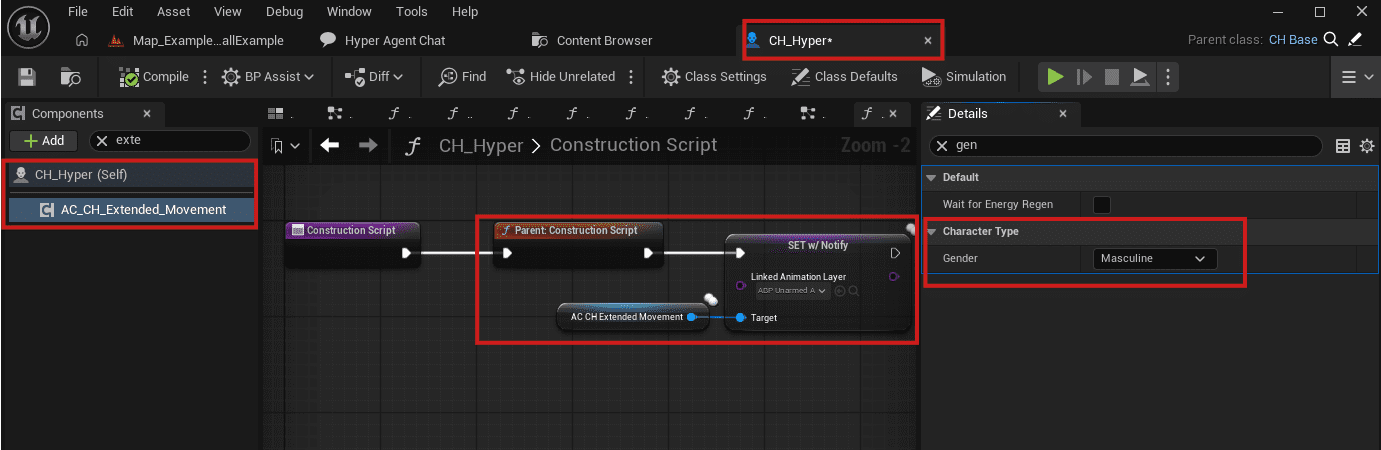 Set up gender and linked animation layer