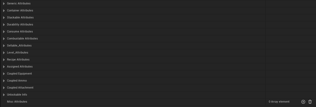 Item Data Table screenshot
