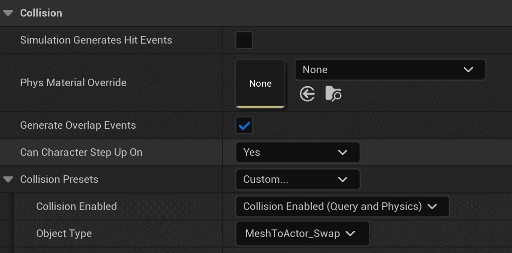 Configuring The System Configuring the Project and Collision Settings screenshot