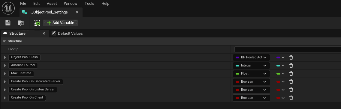F_ObjectPool_Settings screenshot