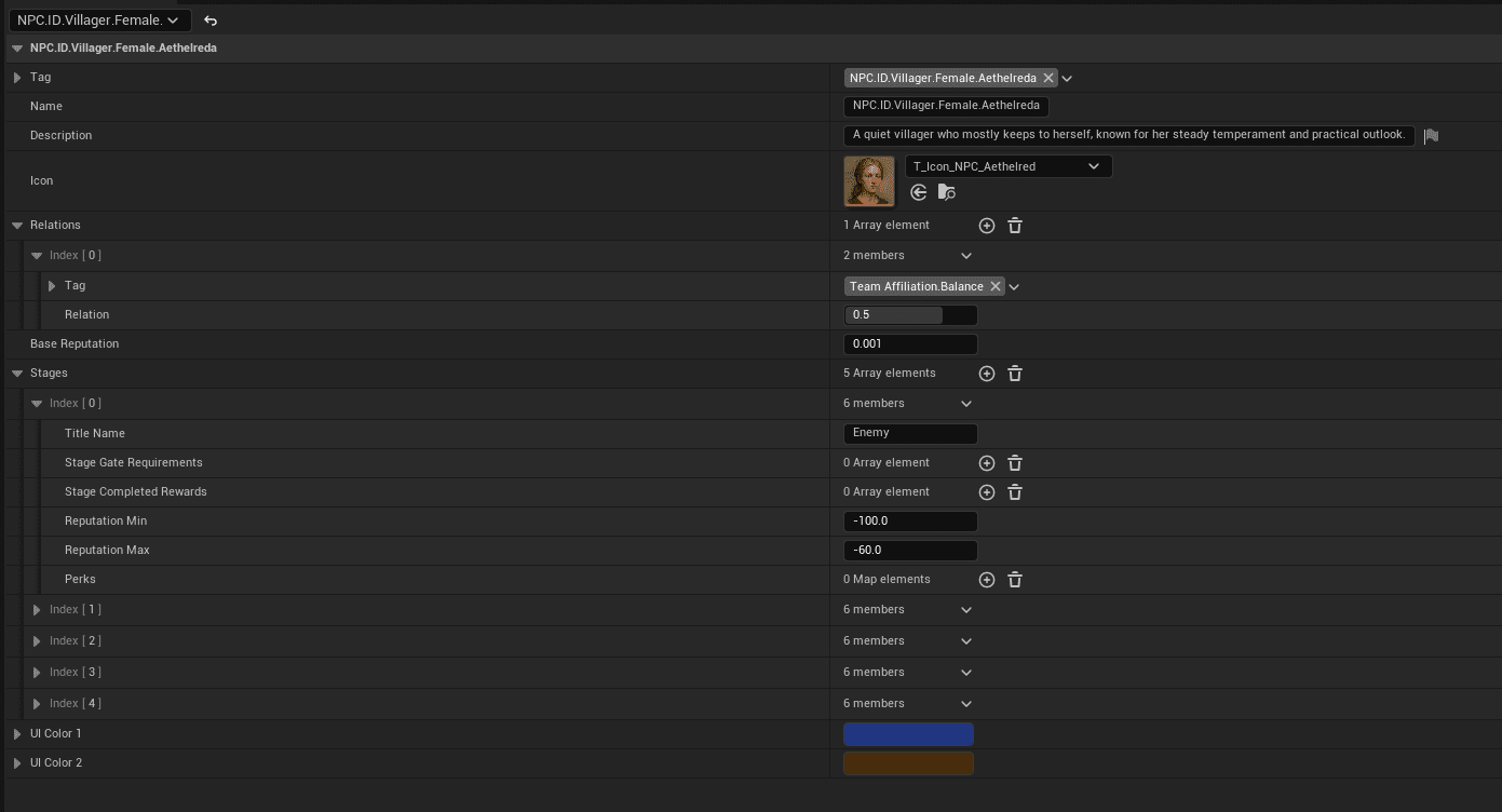 Add an NPC Reputation Entry screenshot