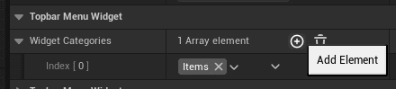 Adding unlockable categories tab to the UI Topbar in the menu screenshot