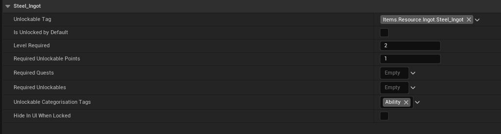 Adding unlockable categories tab to the UI Topbar in the menu screenshot