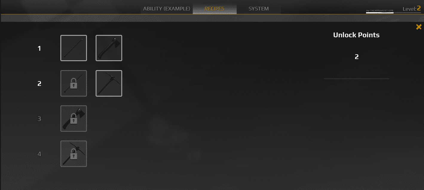 Adding unlockable categories tab to the UI Topbar in the menu screenshot