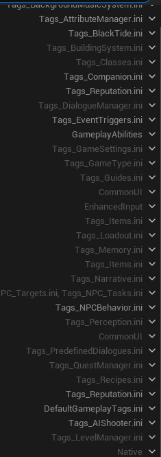 Included Gameplay Tag Sources screenshot
