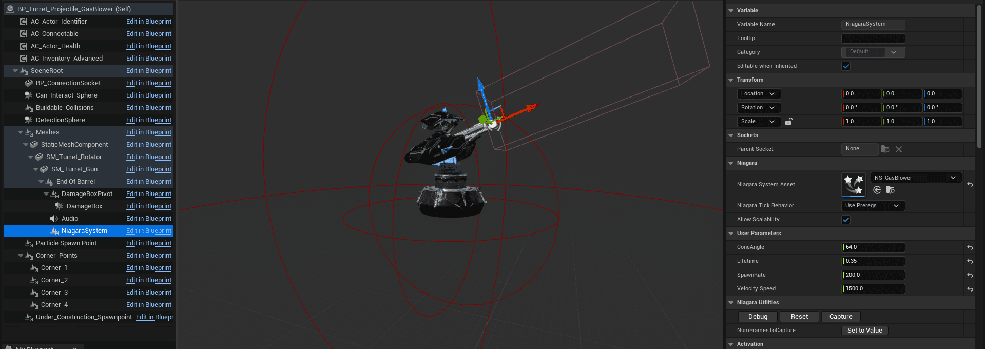 Gas blower child configured with a gas Niagara system and a forward damage box screenshot